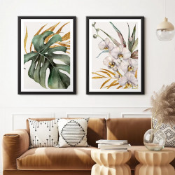 Poster, Frunze și orhidee albe