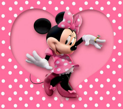 Poster, Mini Mouse pe un fundal roz cu inimi
