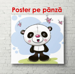 Poster, Panda cu fluturi pe un fundal de primăvară