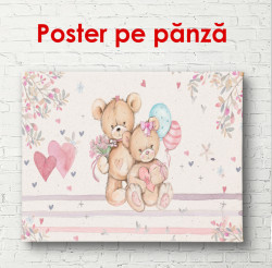 Poster, Urși pe un fundal roz