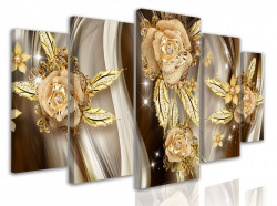 Tablou modular, Broșe de aur sub formă de flori de trandafir