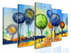 Tablou modular, Copaci multi-color în stil abtract