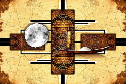 Tablou modular, Desen abstract de luna africana in desert