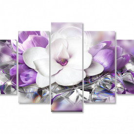 Tablou modular, Floarea albă pe fundalul purpuriu