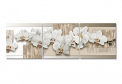 Tablou modular, Orhidee albe pe un fundal bej