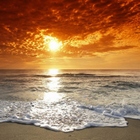 Fototapet, Apusul de soare pe plajă