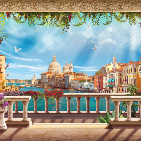 Fototapet, Priveliște a Veneției de la balcon