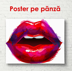 Poster, Buze roz pe fundal alb