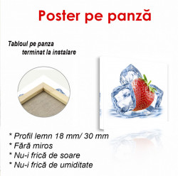 Poster, Căpșuni și cuburi de gheață pe un fundal alb