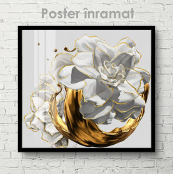 Poster, Floare albă cu aur lichid