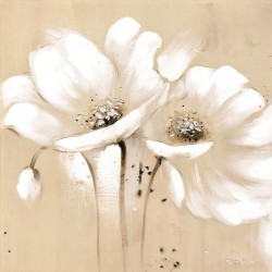 Poster, Floare albă pe fundal bej
