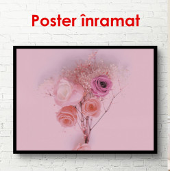 Poster, Flori roz pe un fundal roz