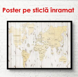 Poster, Harta lumii pe un fundal din lemn