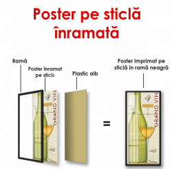 Poster, Sticla de vin cu un pahar pe masă