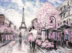 Tablou modular, Cuplu îndrăgostit în Parisul de primavara