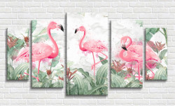 Tablou modular, Flamingo în jungla verde