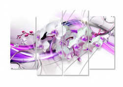 Tablou modular, Orhidee albă și dungi lila