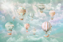Tapet foto pentru copii, Baloanele cu aer in norii albastrui