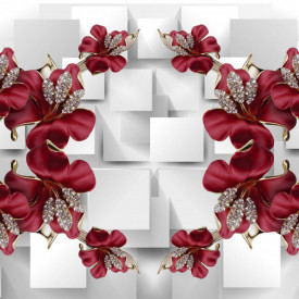 Fototapet 3D, Flori de Bourgogne pe un fundal alb 3D