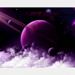 Fototapet Astronomie, Saturn în culori violete