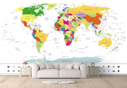 Fototapet, Harta politică a lumii pe fundal alb