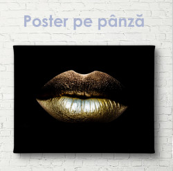 Poster, Buze aurii pe fundal negru