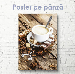 Poster, Căști și o cafea