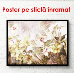 Poster, Flori aurii pe un fundal bej