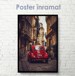 Poster, Mașină roșie în orașul vechi