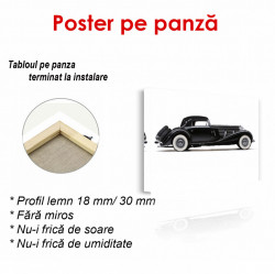Poster, Mercedes retro negru pe un fond alb