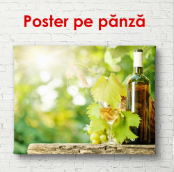 Poster, Sticlă de vin pe un butoi