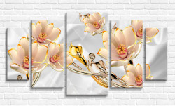 Tablou modular, Bijuterii sub formă de flori în nuanțe de bej