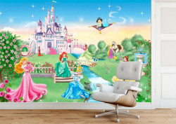 Fototapet, Prințesele Disney în curtea castelului