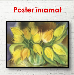 Poster, Buchetul de flori galbene pe masa