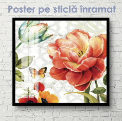 Poster, Compoziție strălucitoare de flori și fluturi