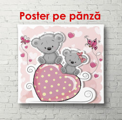 Poster, Doi koala gri pe o inimă roz