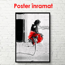 Poster, Fată cu o fustă roșie