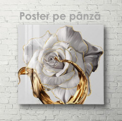 Poster, Floare albă cu aur lichid