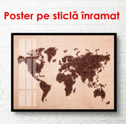Poster, Harta lumii din boabe de cafea