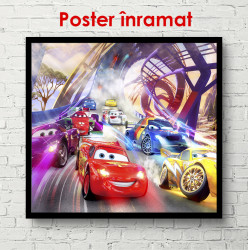 Poster, Mașini multicolore în lumini