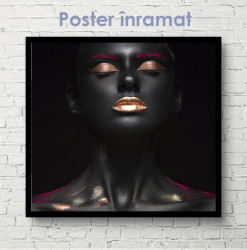 Poster, Portretul unei fete cu pielea închisă la culoare cu machiaj colorat