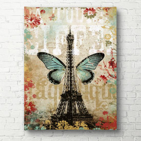 Poster, Turnul Eiffel cu fluture albastru