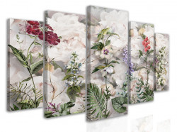 Tablou modular, Flori multicolore pe fundal floral