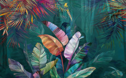 Tablou modular, Frunze de palmier tropical