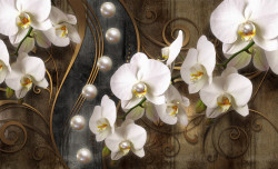 Tablou modular, Orhidee albe pe fundal întunecat