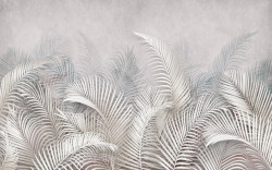 Fototapet, Frunze de palmier albe pe un fundal alb