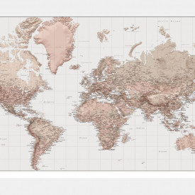 Fototapet, Harta fizică a lumii bej