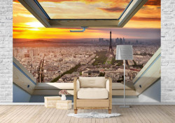 Fototapet, O fereastră cu Priveliște la Turnul Eiffel