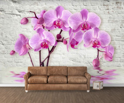 Fototapet, O orhidee roz de marmură