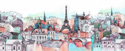Fototapet, Parisul pictat în culori calde